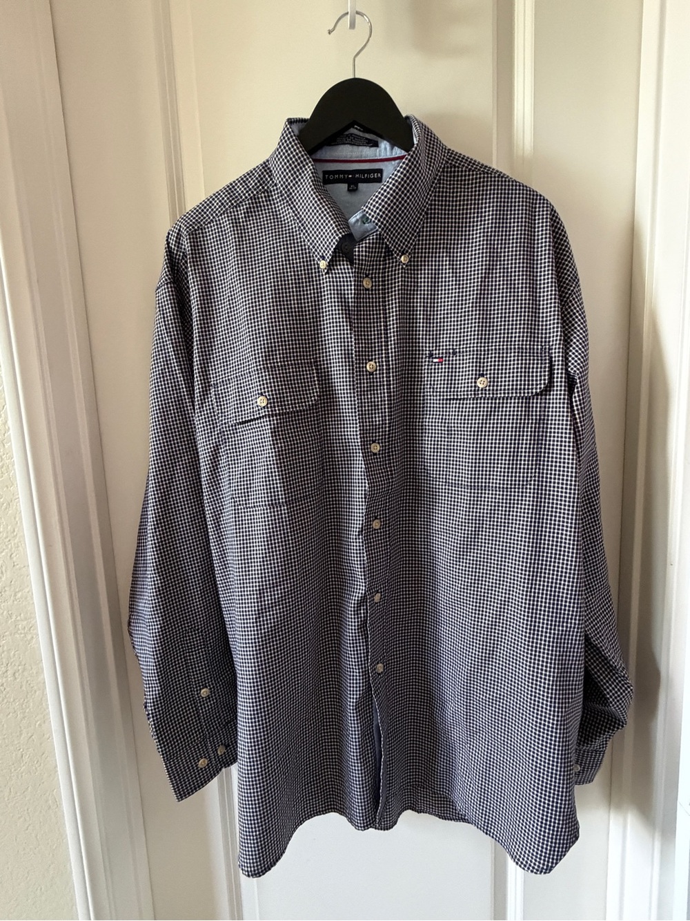 Tommy Hilfiger Black and White Small Gingham Button-Down Shirt Men’s XL